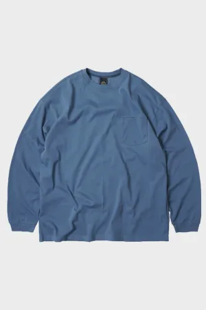 Oversized Long Sleeve Pocket Tee - Blue