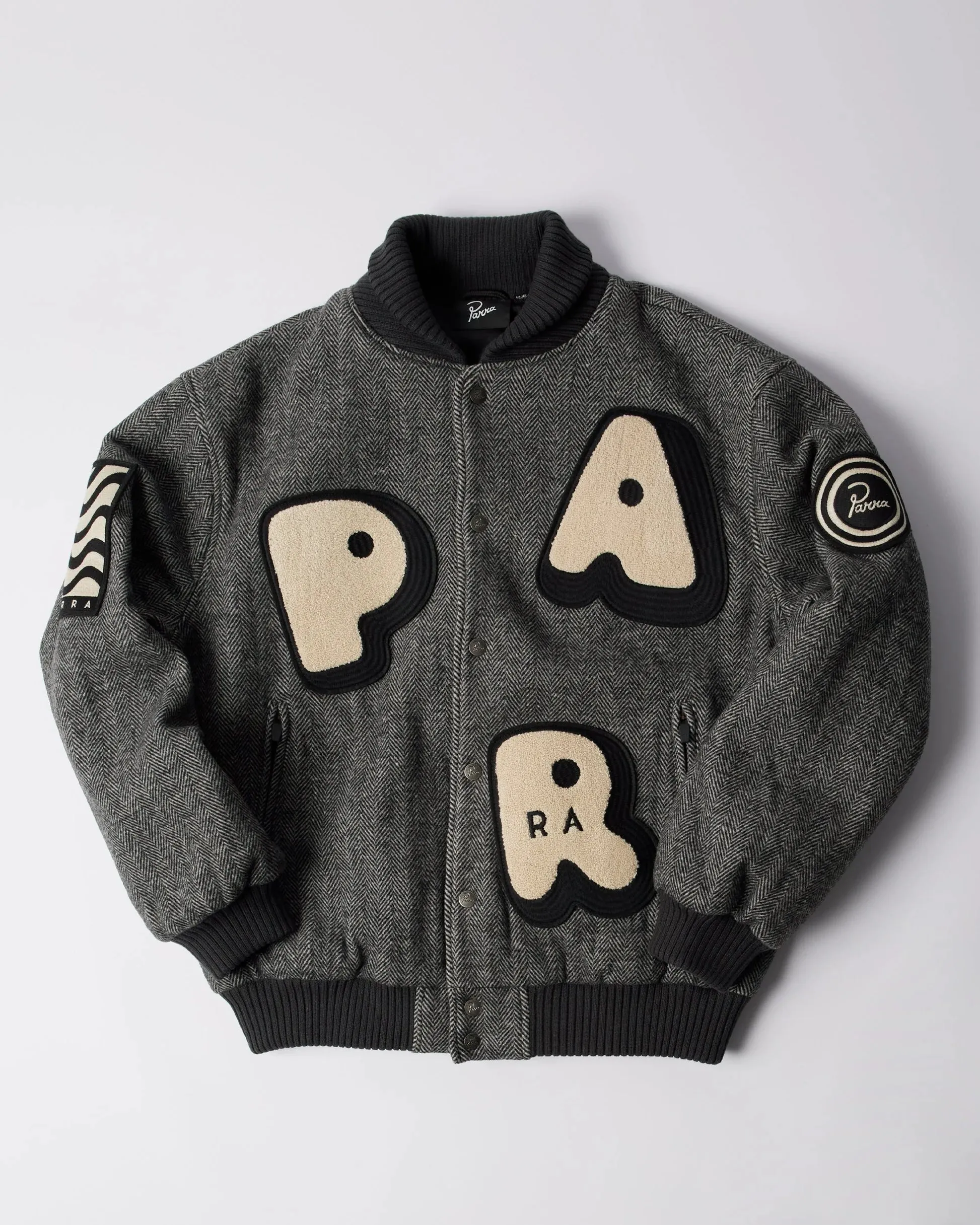 Parra Rounded PAR Varsity Jacket // Dark Grey