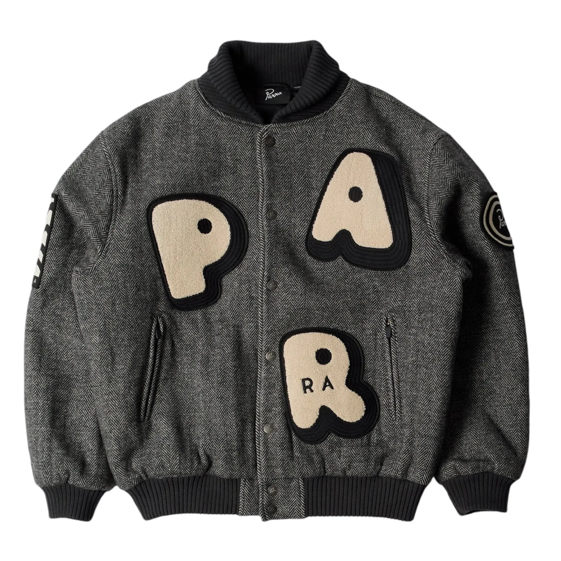 Parra Rounded PAR Varsity Jacket // Dark Grey