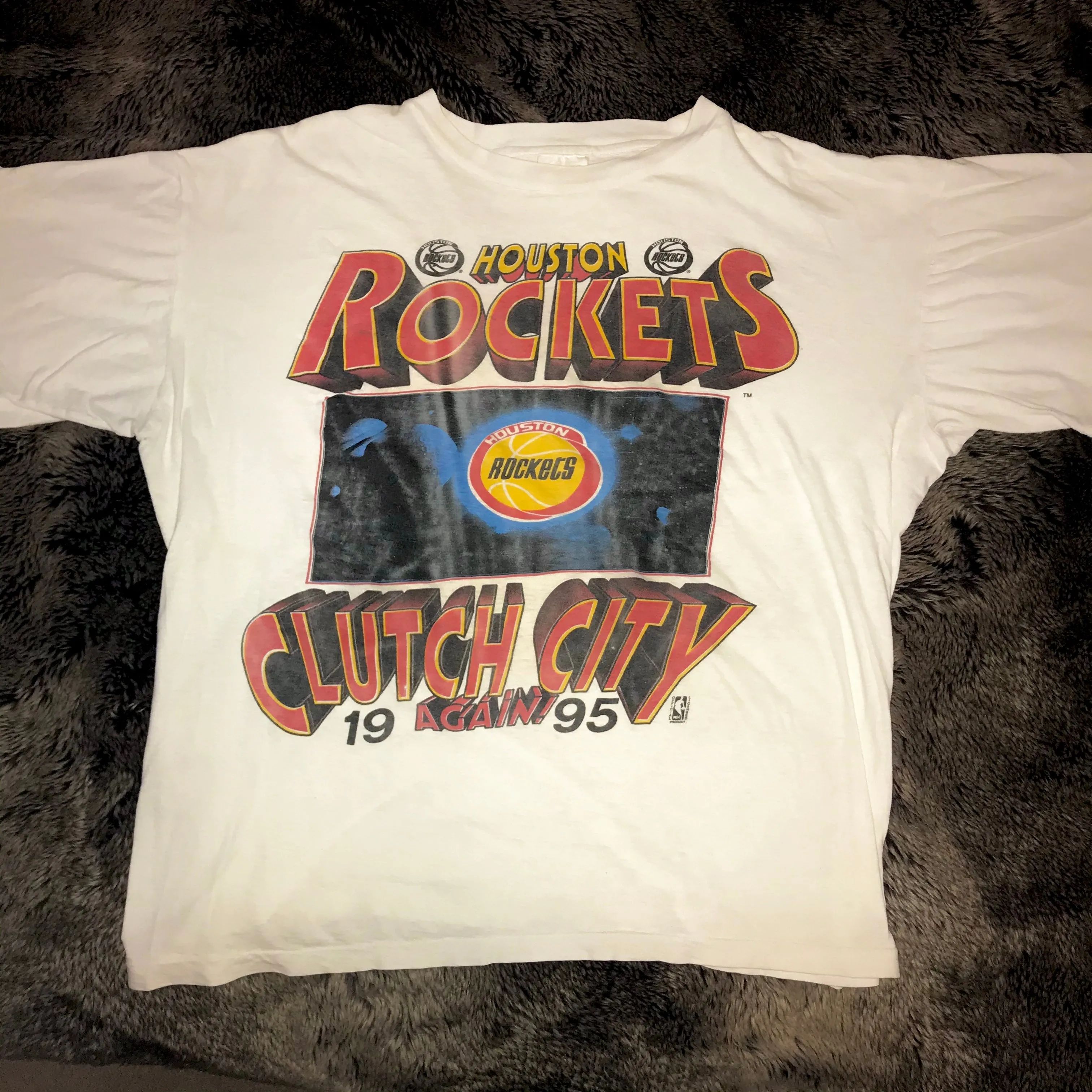 Rockets 1995 Comic Book Clutch City Tee (White)