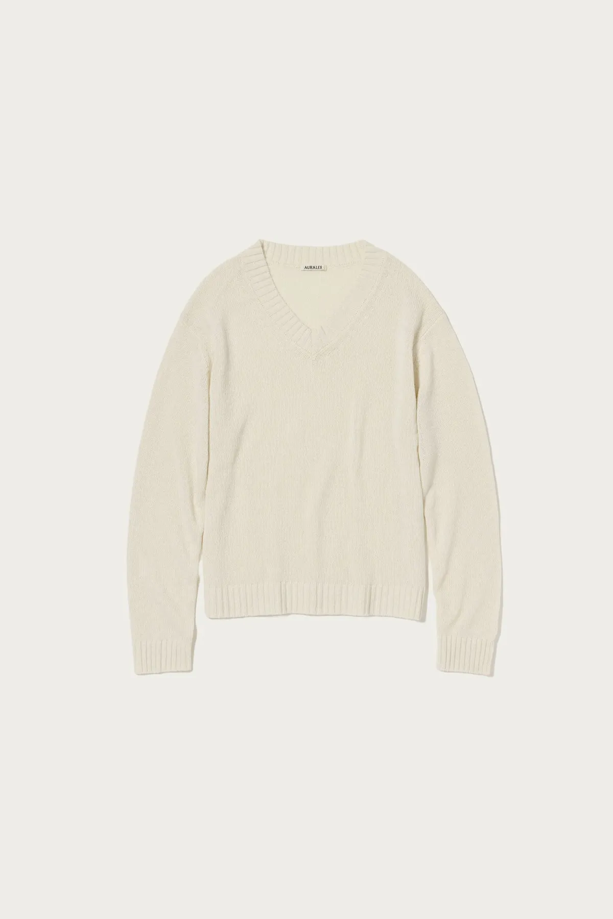 Summer Cashmere Knit V-Neck P/O - Ivory White