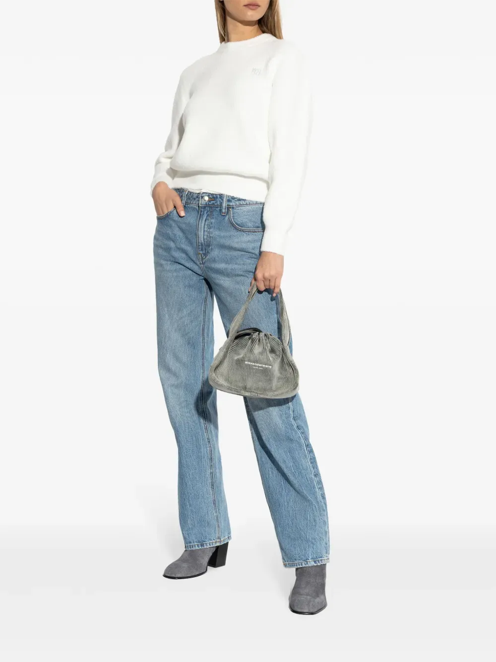 T BY ALEXANDER WANG - Women Embroidered Logo Relaxed Crewneck Pullover