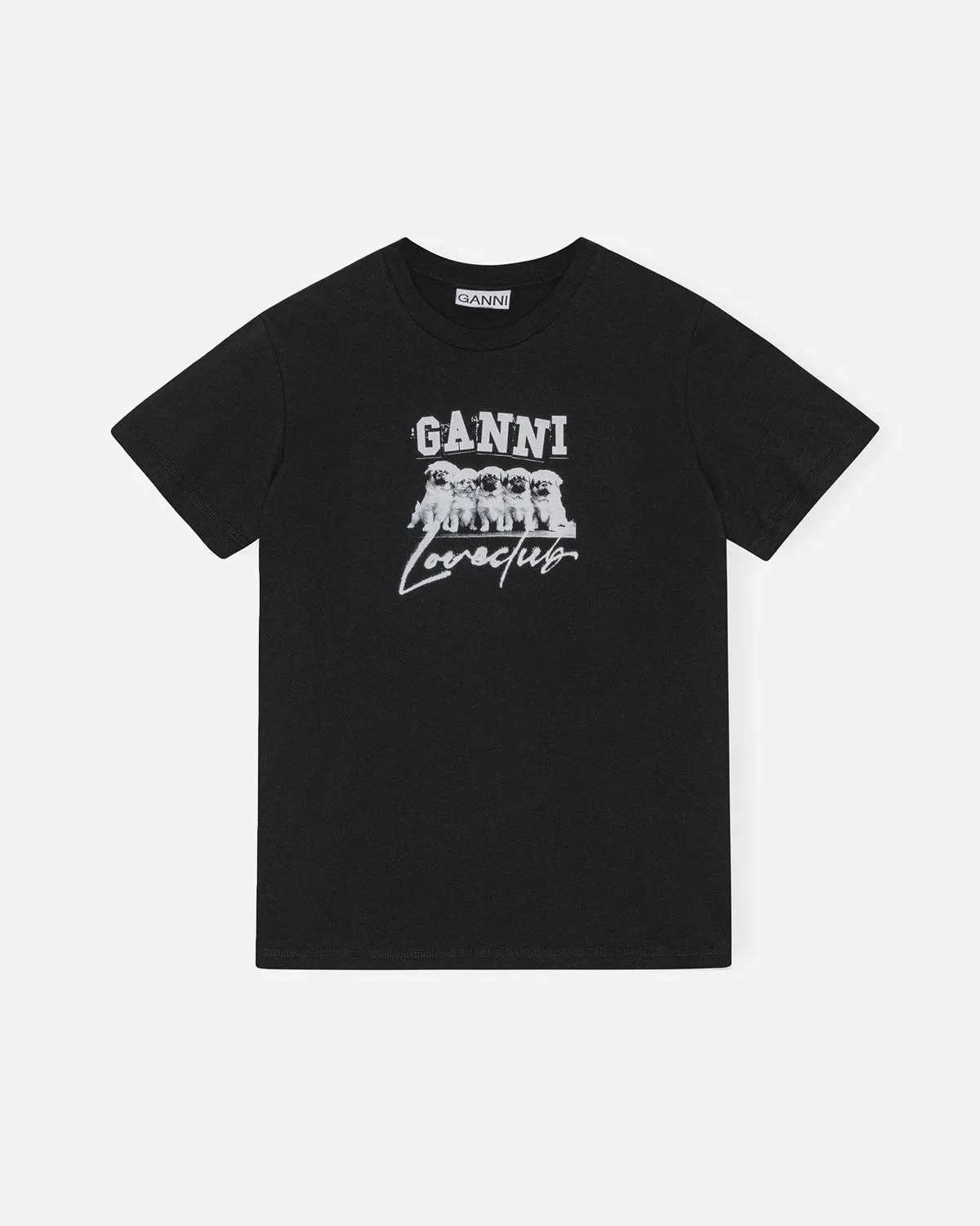 Thin Jersey Puppy Love Relaxed T-shirt - Black