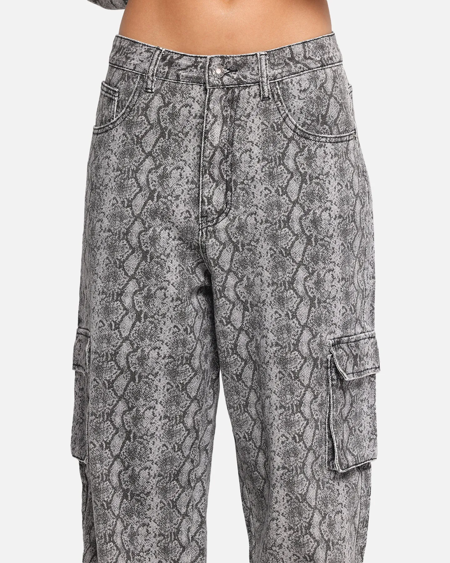 XXIII Snake Skin Cargo Pants Black Snake Print